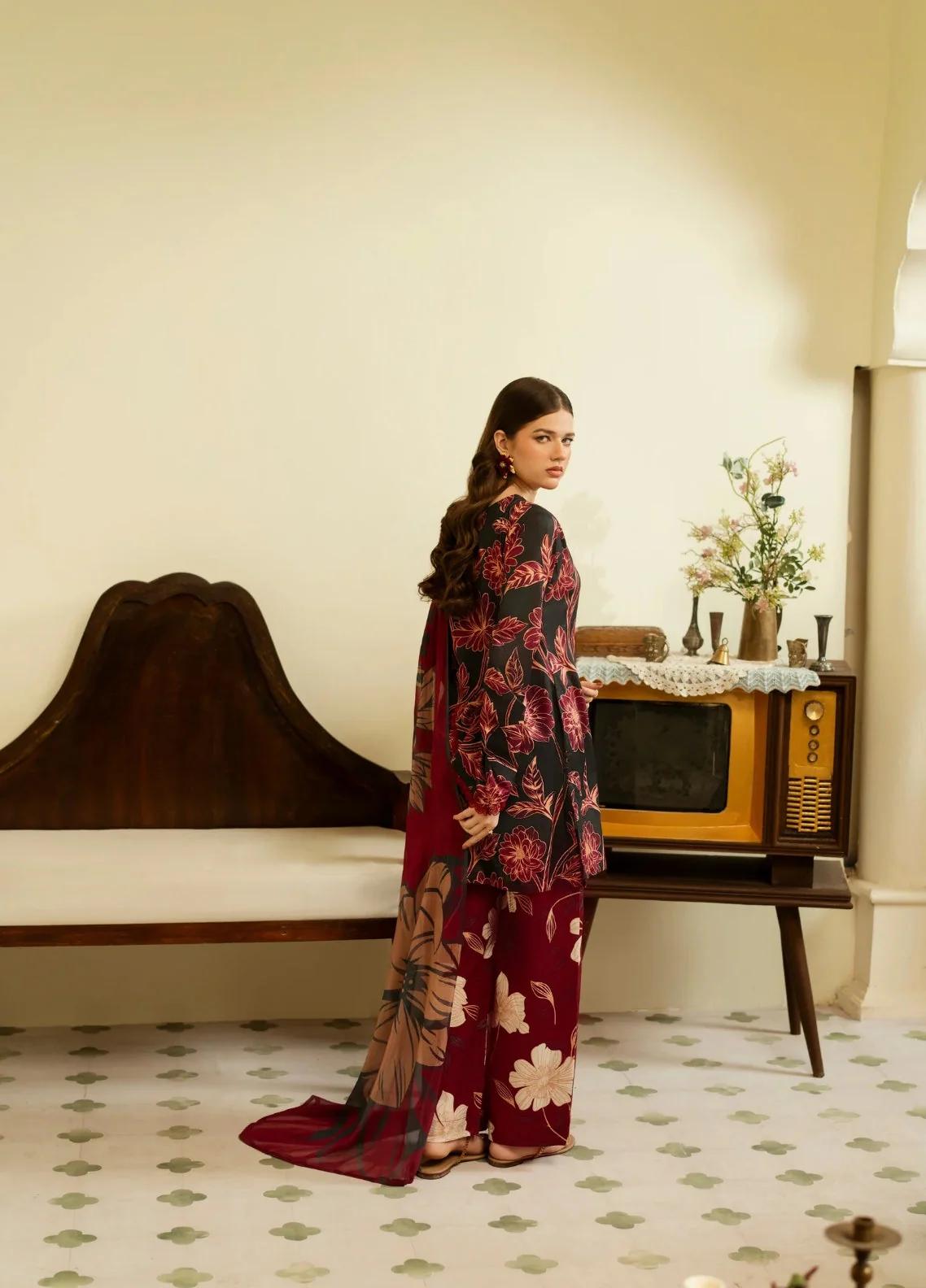 Dusky Delight By Feathers Unstitched 3 Piece Summer Collection'2025-RAVAYAA1003